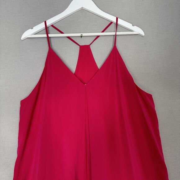 Alice + Olivia Fierra Dress Womens Large Pink Silk Blend Mini Slip Deep V-Neck - Picture 3 of 12